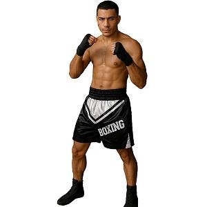 FIGHT-FIT - Boxing Shorts / Boxhosen / BOXING / Schwarz-Weiss / XS