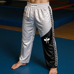 FIGHTERS - Kick-Boxing Hosen / Satin / Weiss-Schwarz / Large