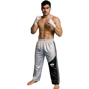 FIGHTERS - Kick-Boxing Hosen / Satin / Weiss-Schwarz / Large