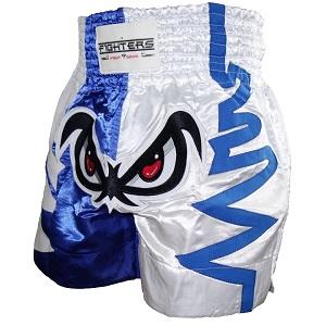 FIGHTERS - Muay Thai Shorts / No Fear / Weiss-Blau / Medium