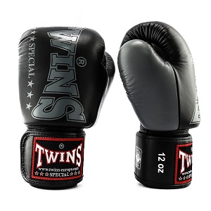 Twins - Boxhandschuhe / BGVL-8 / Schwarz-Grau / 12 oz